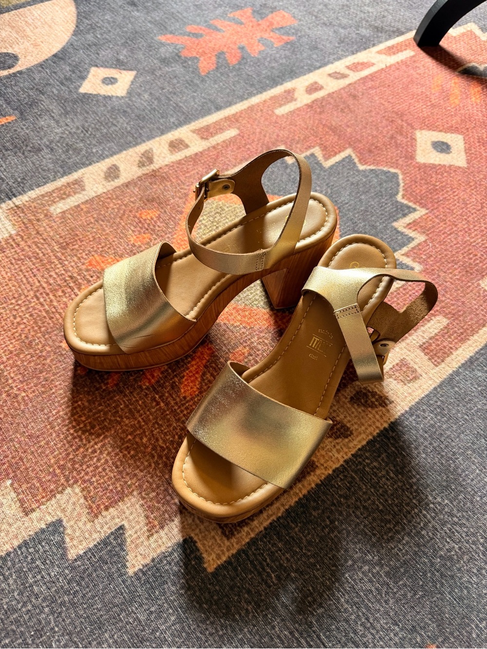 Seychelles Gold Platform Ankle-Strap Sandals